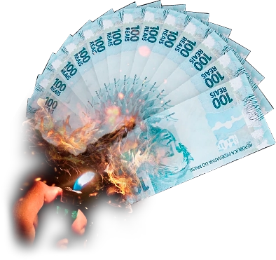 imagem parar de queimar dinheiro, casal estrategista que ajuda empresas a vender mais com web design, site, landing page e páginas.